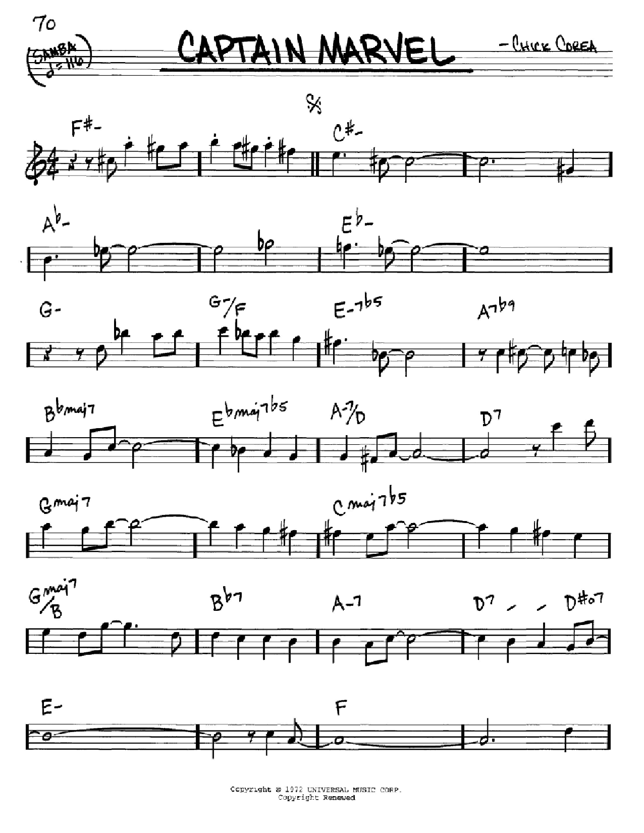 Chick Corea Captain Marvel Sheet Music