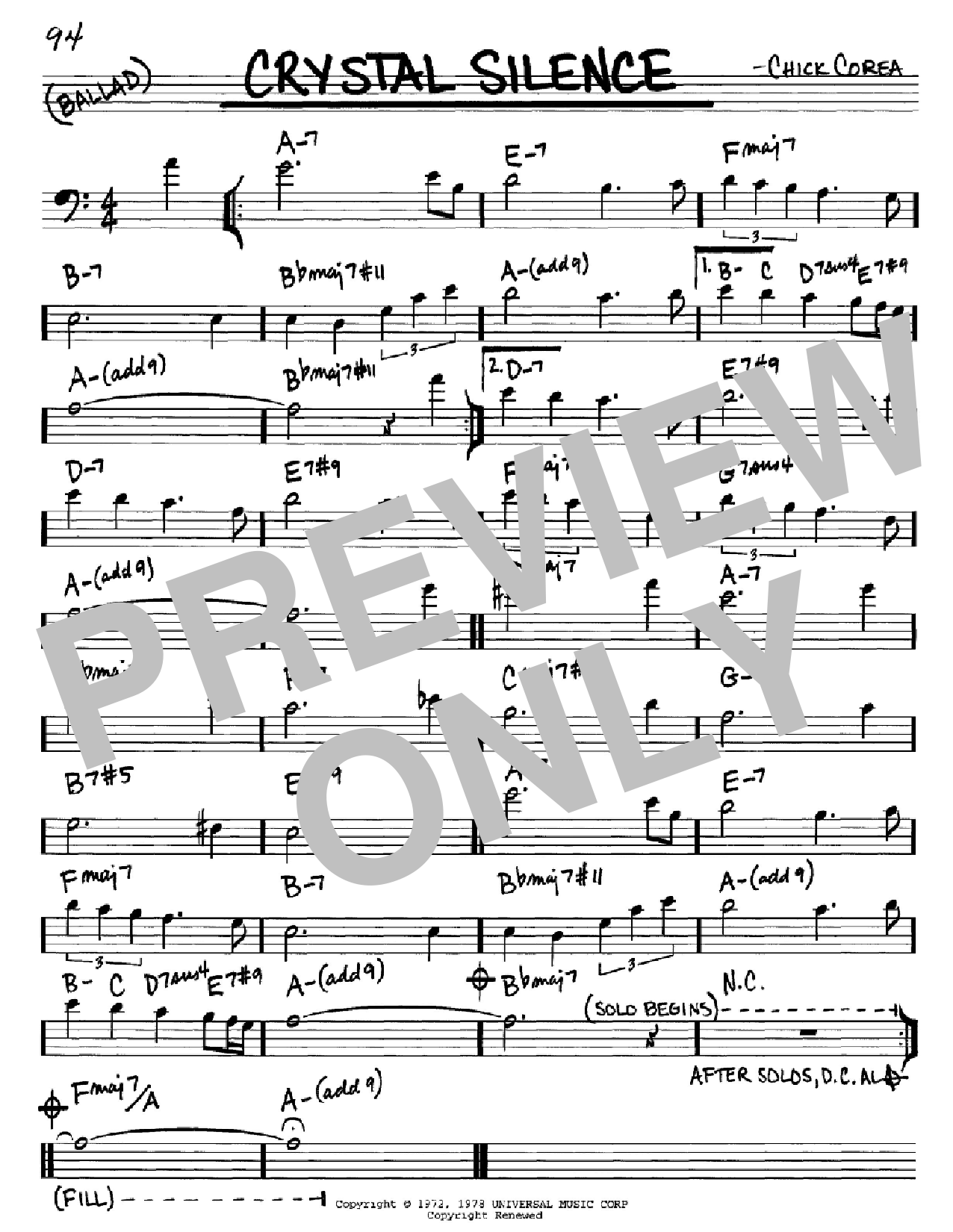 Chick Corea Crystal Silence Sheet Music