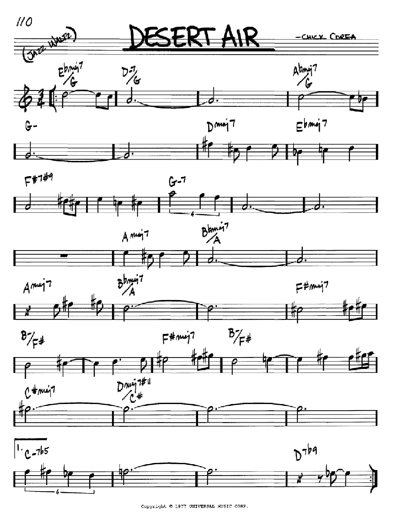 Chick Corea Desert Air Sheet Music