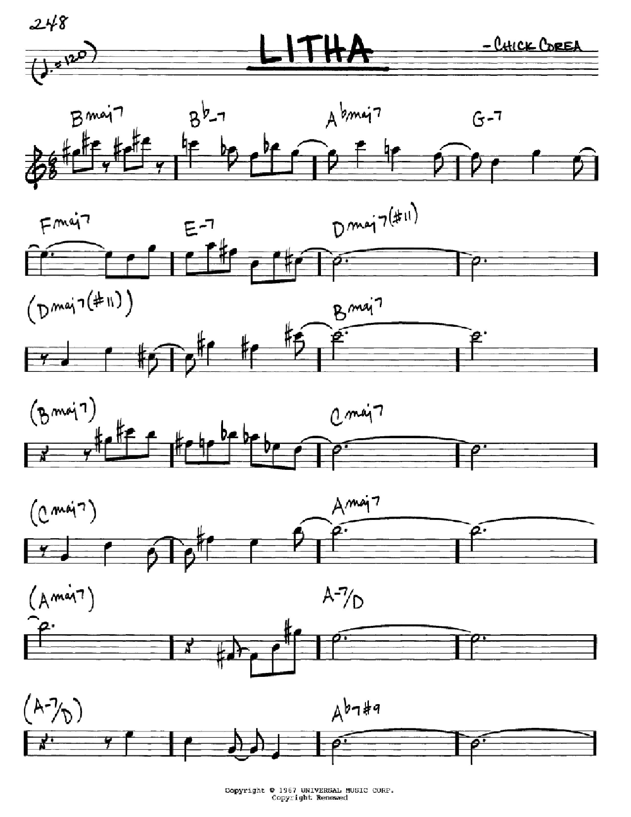 Chick Corea Litha Sheet Music