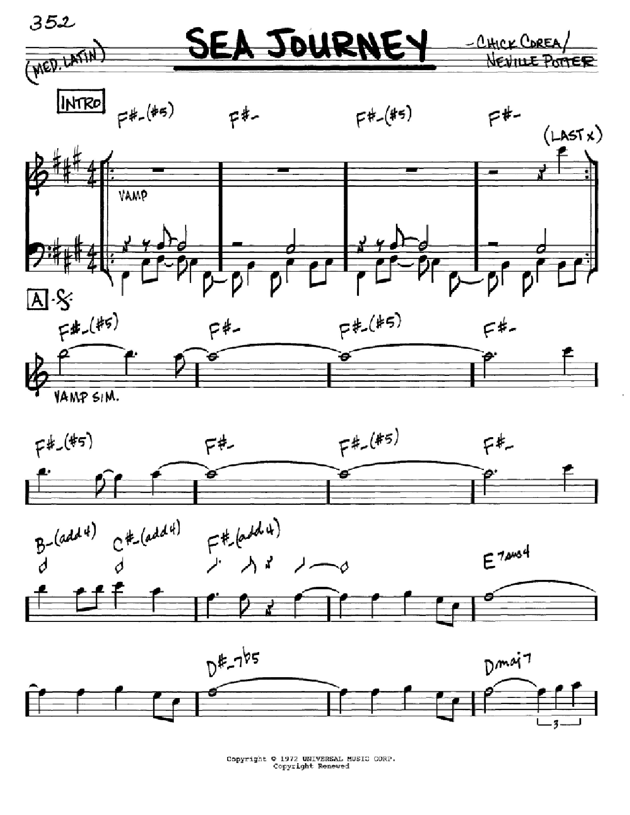 Chick Corea Sea Journey Sheet Music