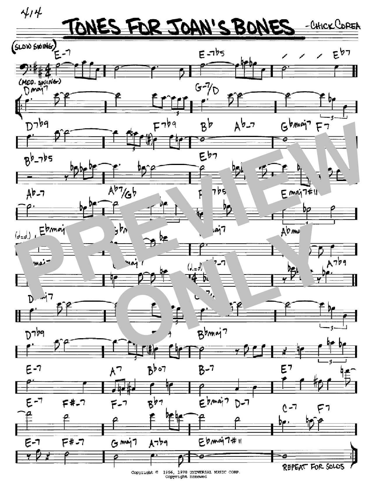 Chick Corea Tones For Joan's Bones Sheet Music