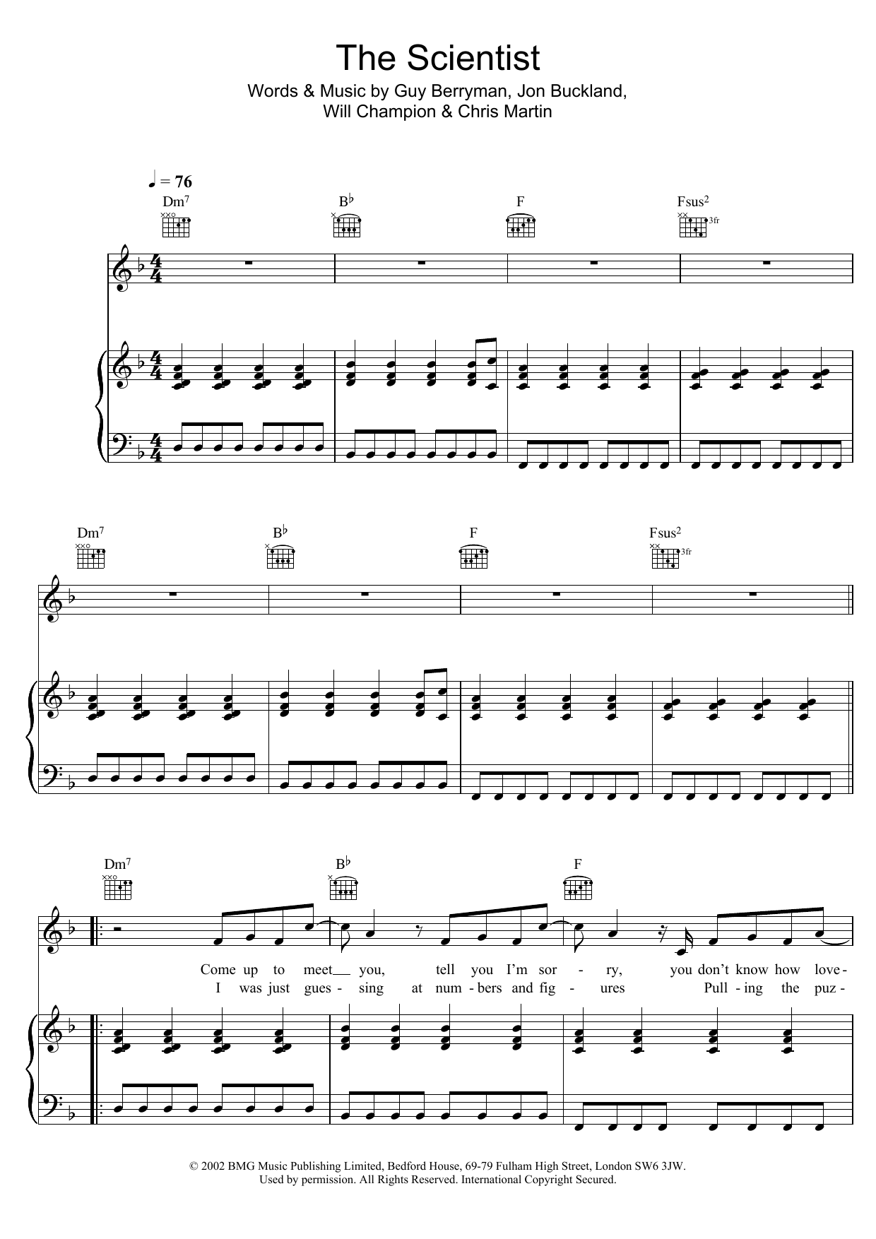 Coldplay The Scientist Sheet Music