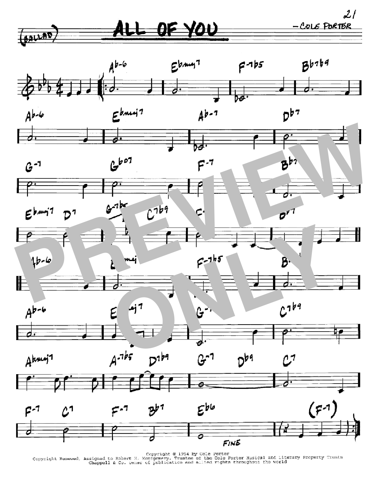 Cole Porter All Of You Sheet Music