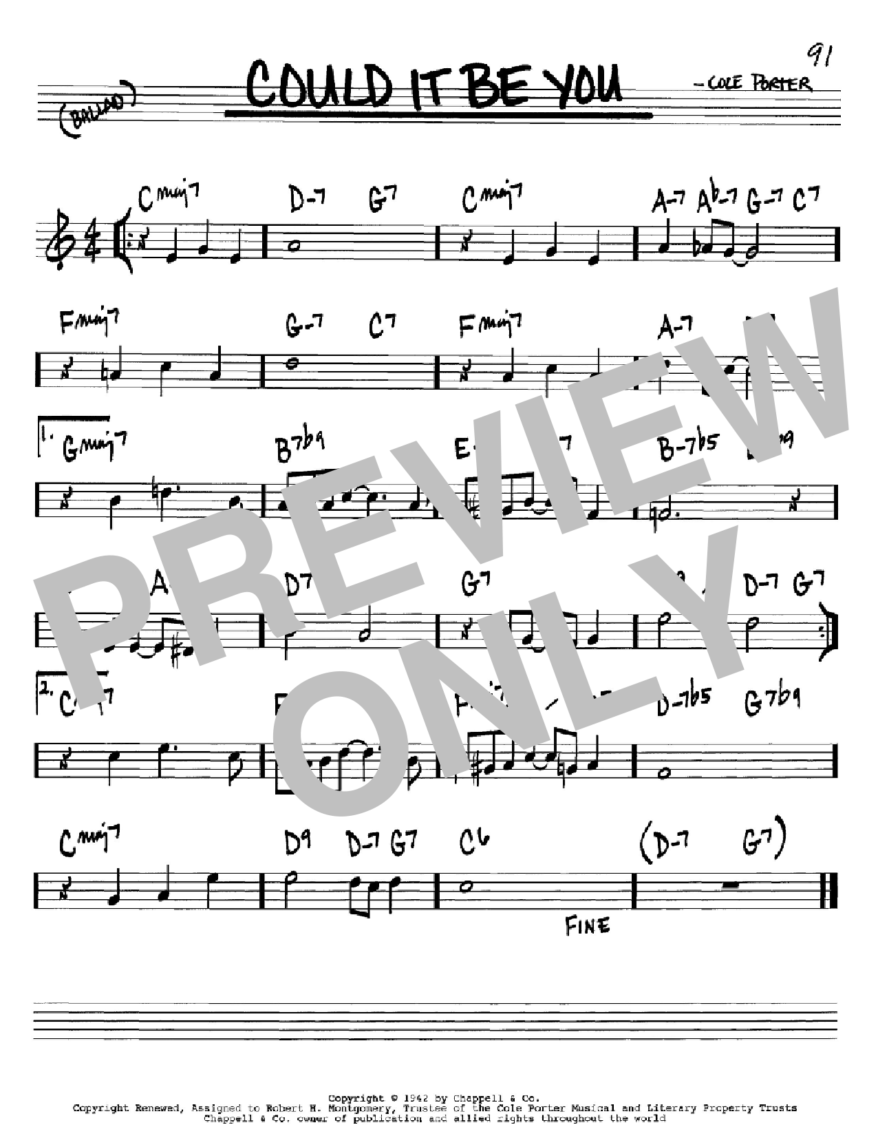 Cole Porter Could It Be You Sheet Music