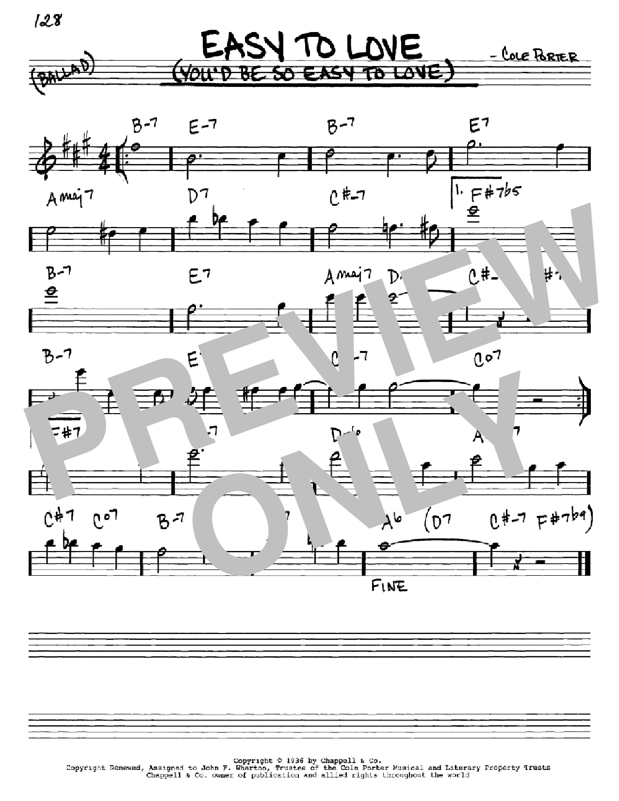 Cole Porter Easy To Love (You'd Be So Easy To Love) Sheet Music