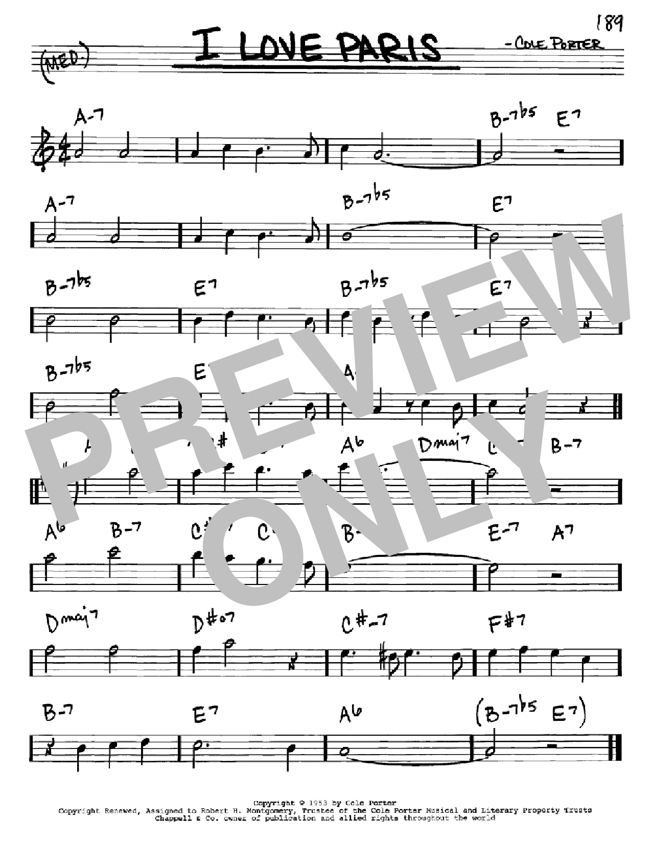Cole Porter I Love Paris Sheet Music