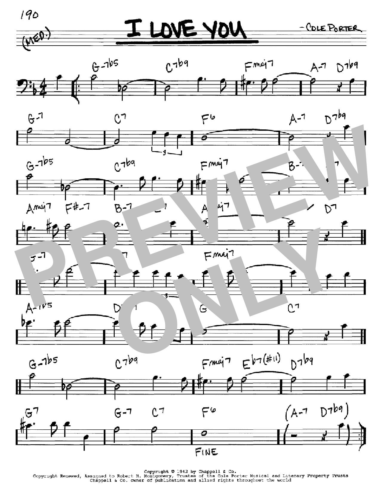 Cole Porter I Love You Sheet Music