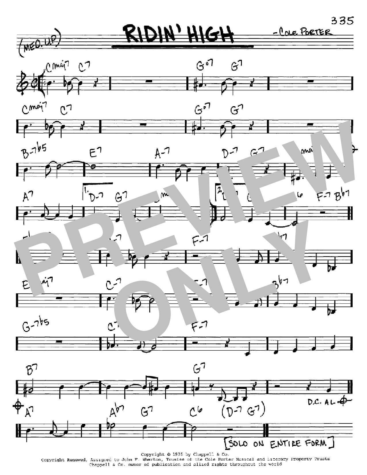 Cole Porter Ridin' High Sheet Music