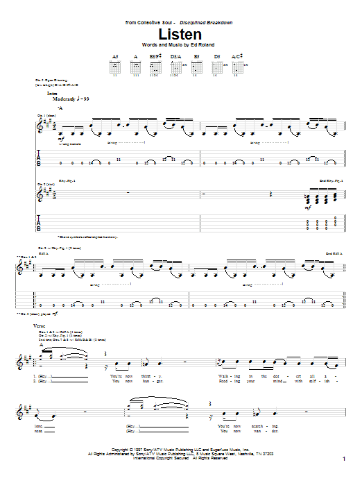 Collective Soul Listen Sheet Music
