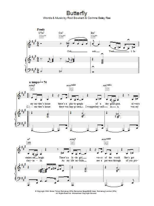Corinne Bailey Rae Butterfly Sheet Music
