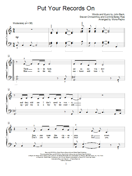 Corinne Bailey Rae Put Your Records On Sheet Music