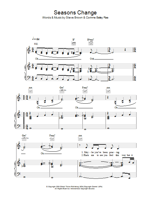 Corinne Bailey Rae Seasons Change Sheet Music