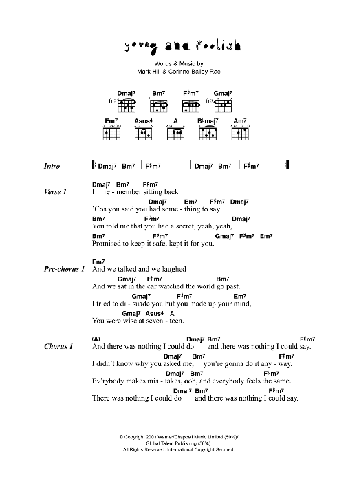 Corinne Bailey Rae Young And Foolish Sheet Music