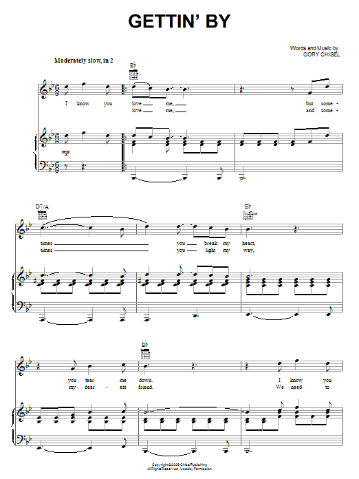 Cory Chisel & The Wandering Sons Gettin' By Sheet Music