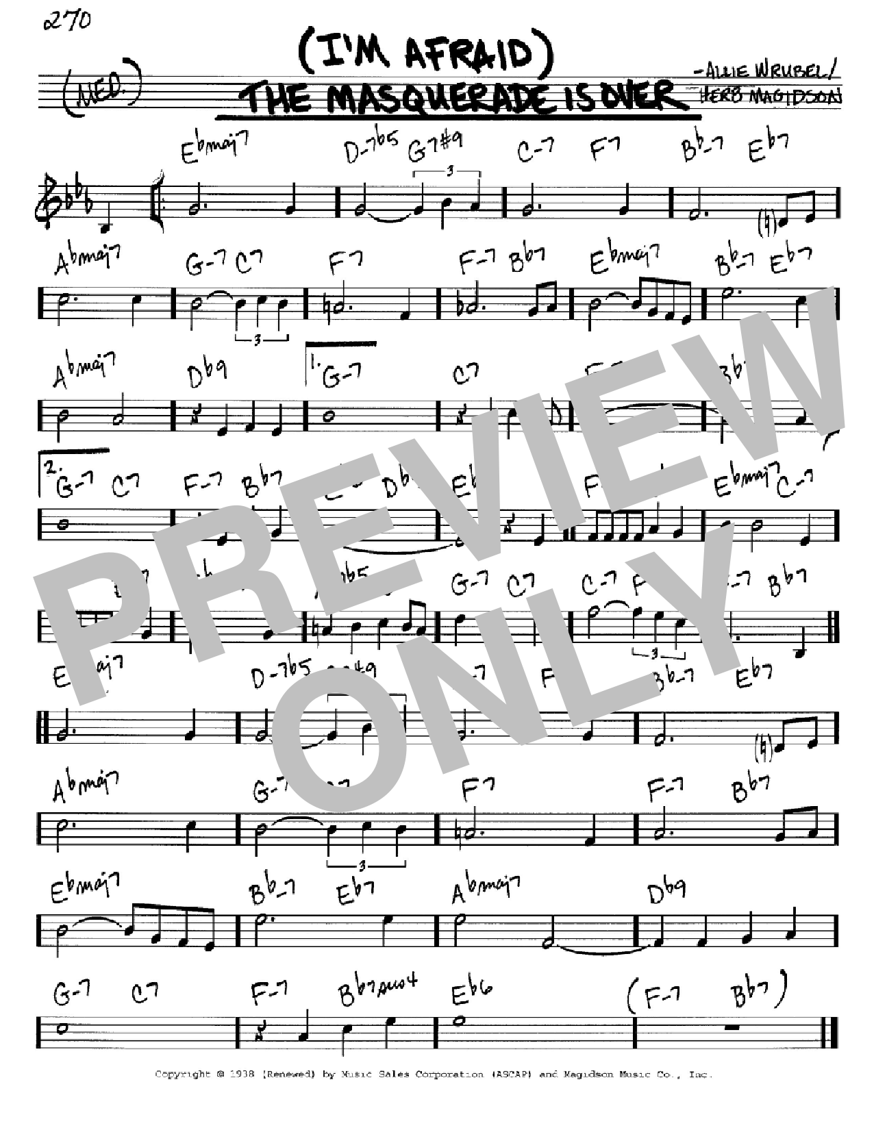 David Porter (I'm Afraid) The Masquerade Is Over Sheet Music