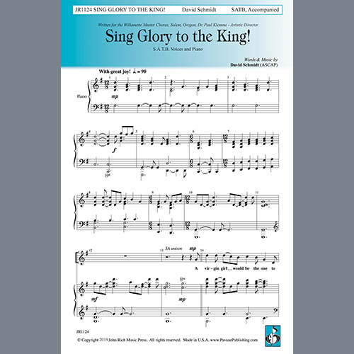 Easily Download David Schmidt Printable PDF piano music notes, guitar tabs for SATB Choir. Transpose or transcribe this score in no time - Learn how to play song progression.