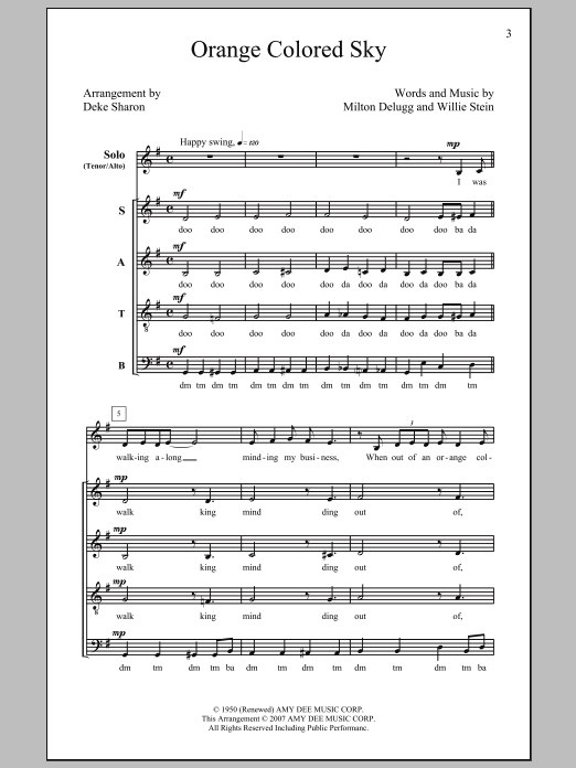 Deke Sharon Orange Colored Sky Sheet Music
