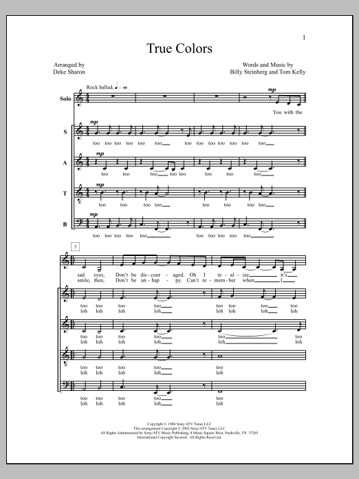 Deke Sharon True Colors Sheet Music