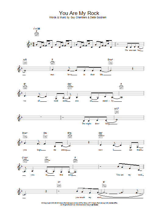 Delta Goodrem You Are My Rock Sheet Music
