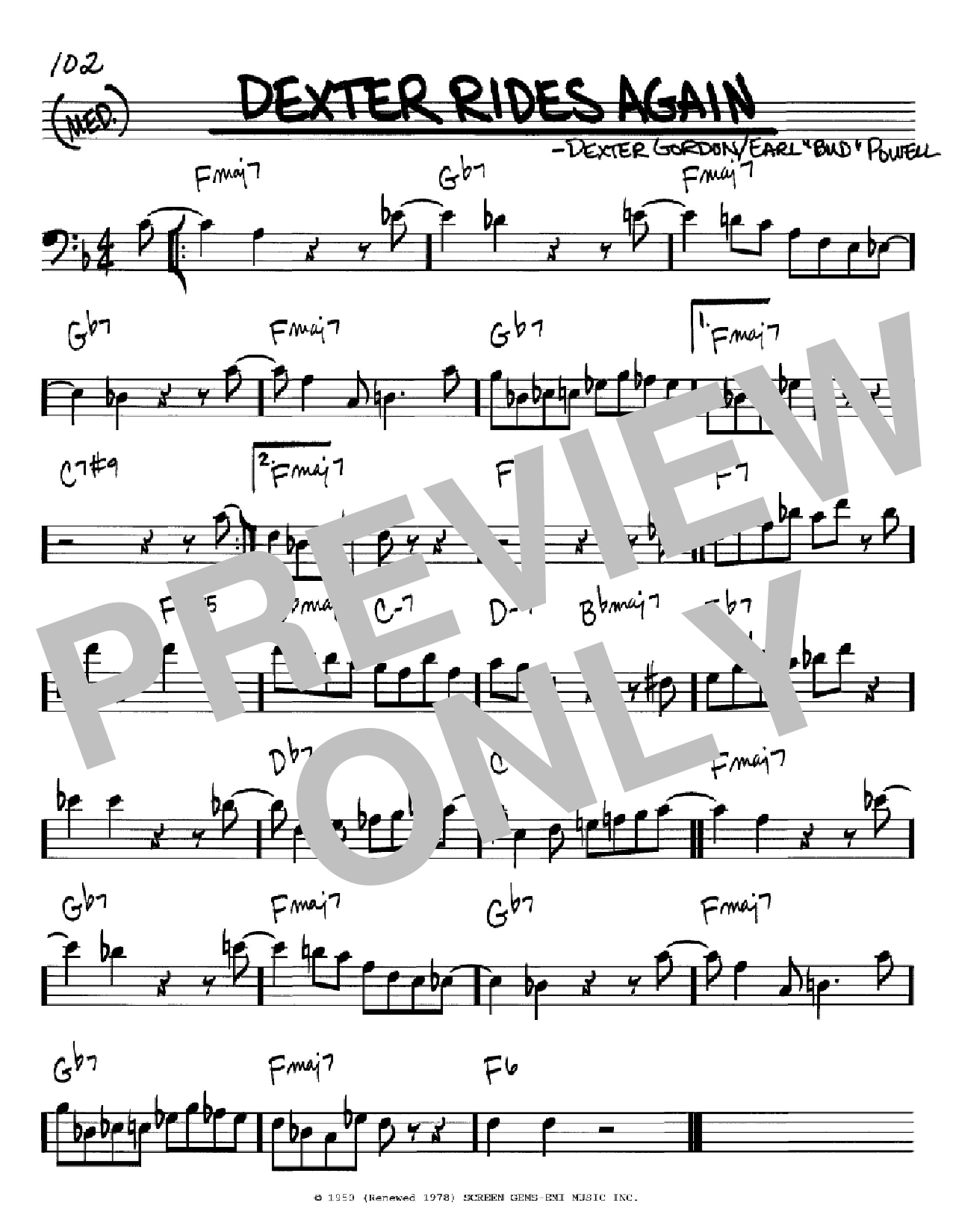 Dexter Gordon Dexter Rides Again Sheet Music