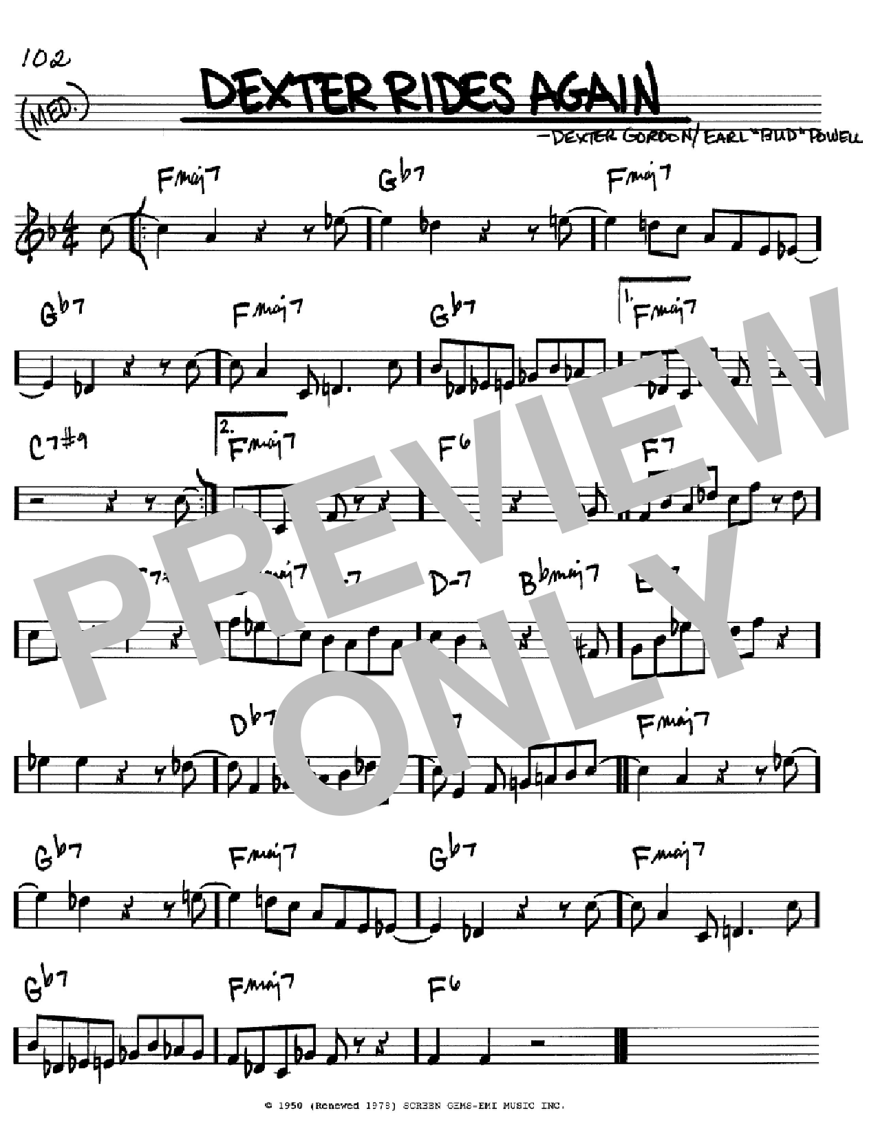 Dexter Gordon Dexter Rides Again Sheet Music