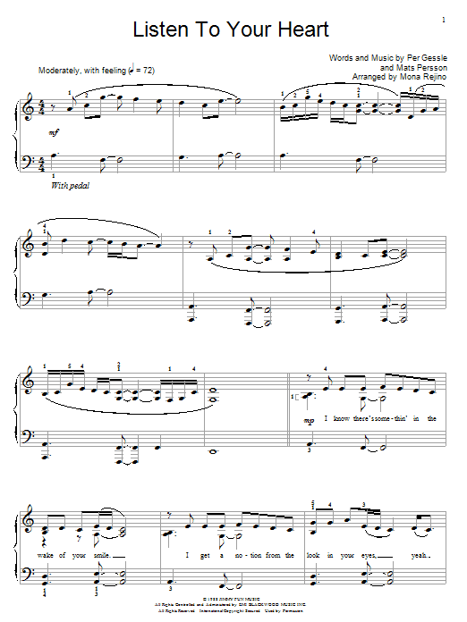DHT Listen To Your Heart Sheet Music