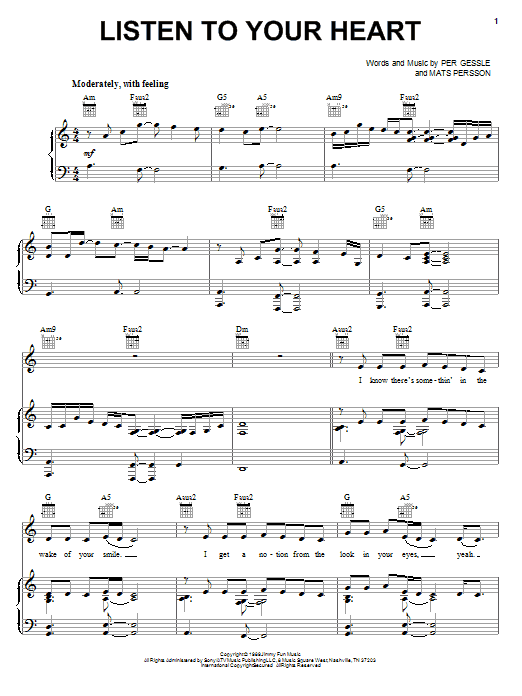 DHT Listen To Your Heart Sheet Music