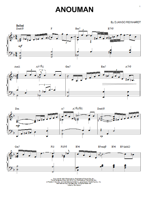 Django Reinhardt Anouman (arr. Brent Edstrom) Sheet Music