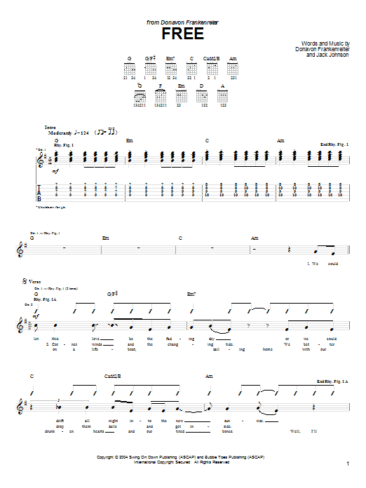 Donavon Frankenreiter Free Sheet Music