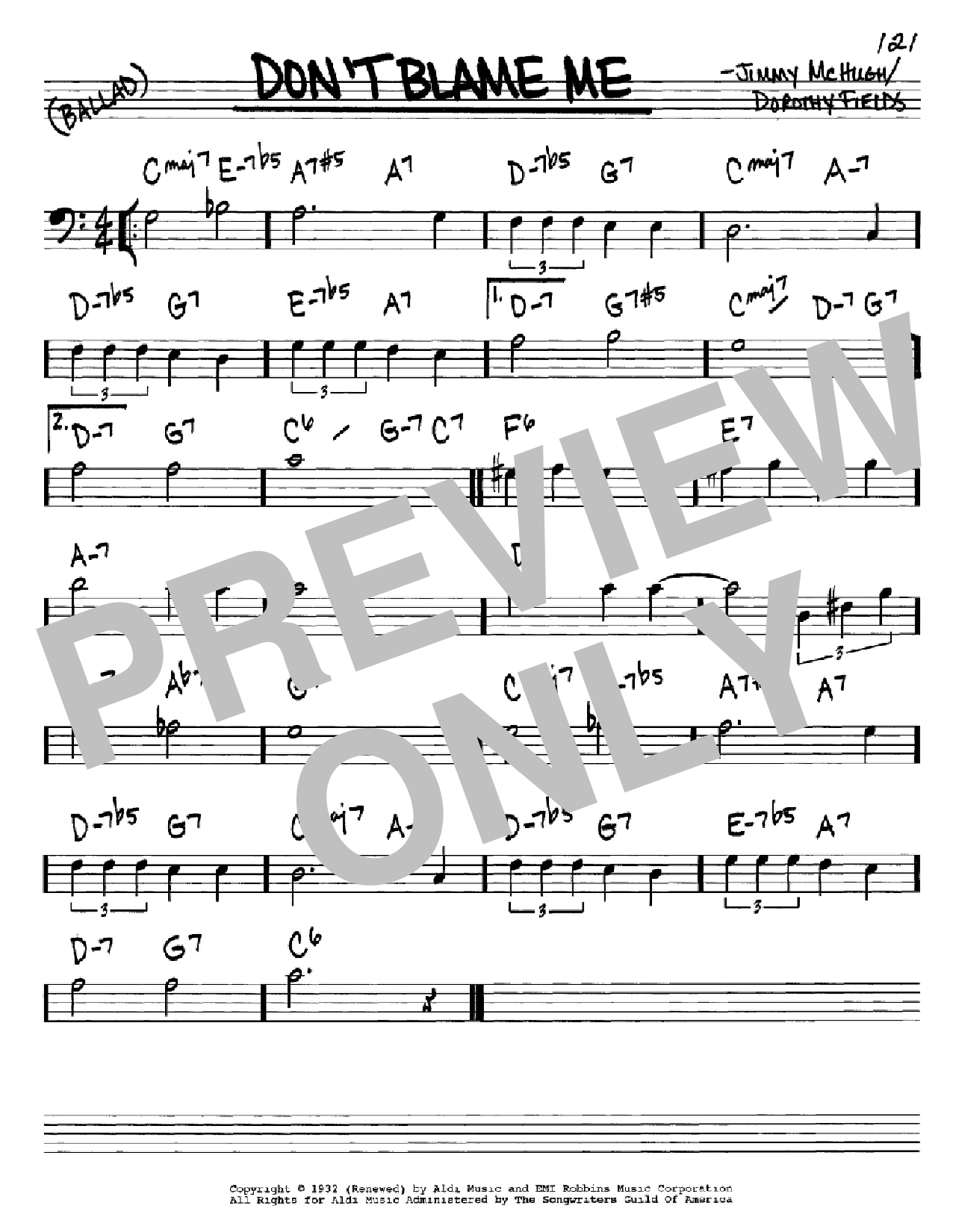 Dorothy Fields Don't Blame Me Sheet Music