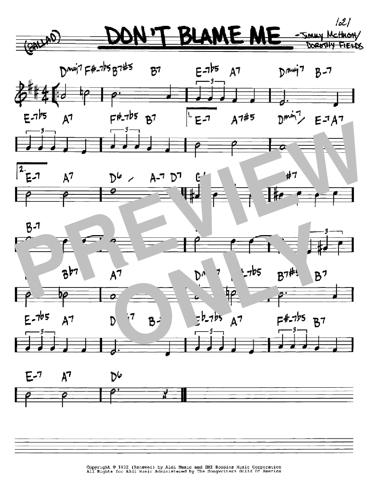 Dorothy Fields Don't Blame Me Sheet Music