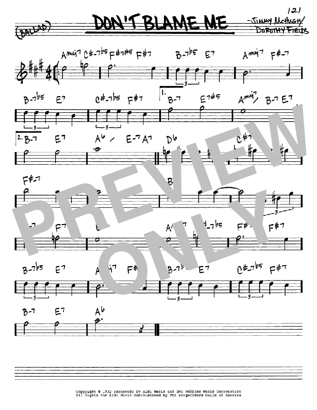 Dorothy Fields Don't Blame Me Sheet Music