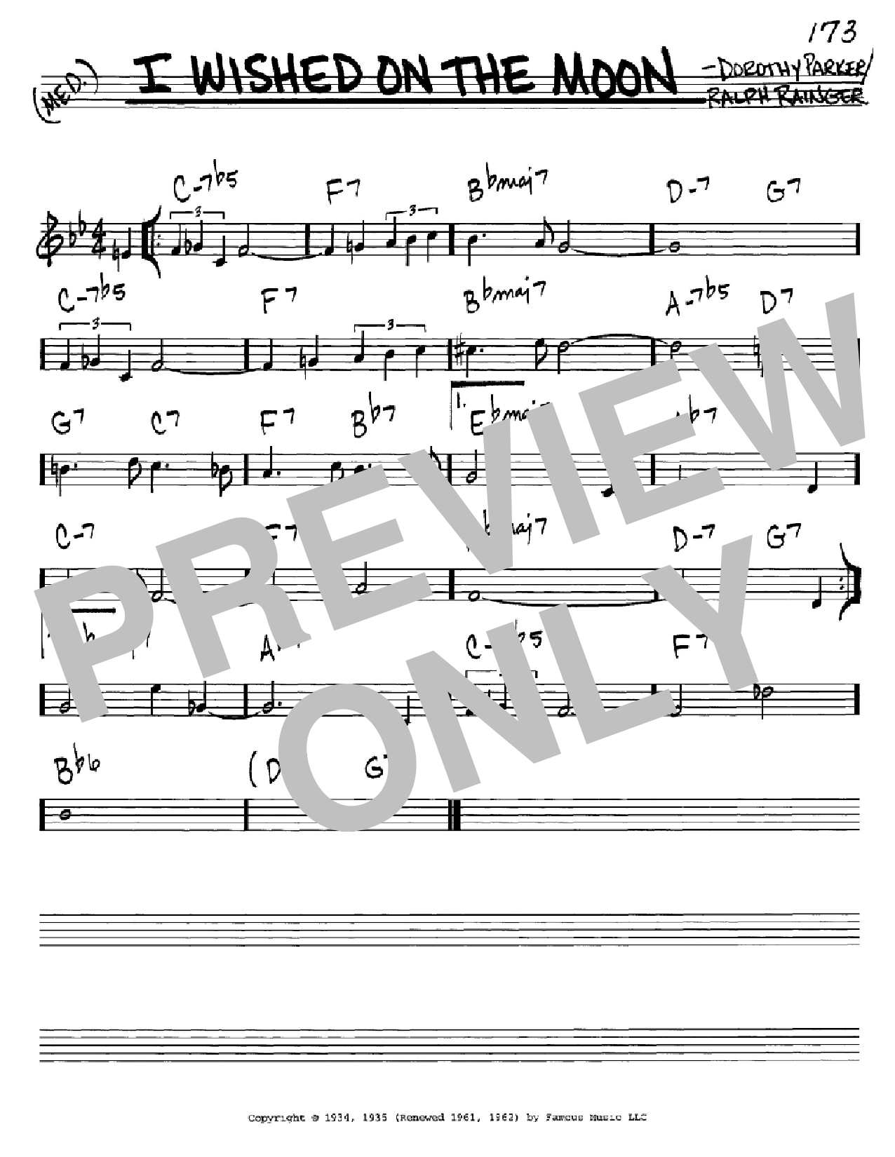 Dorothy Parker I Wished On The Moon Sheet Music