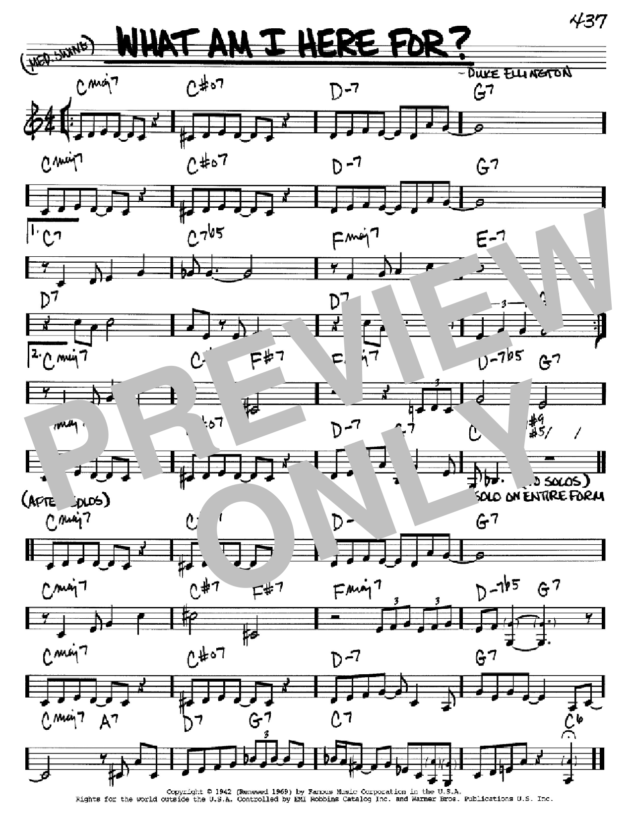 Duke Ellington What Am I Here For? Sheet Music