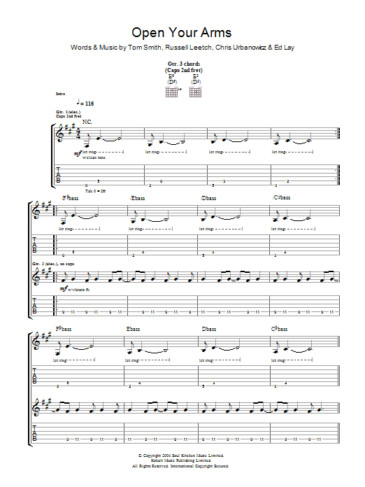 Editors Open Your Arms Sheet Music