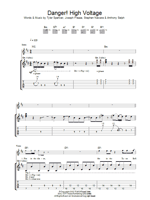Electric Six Danger! High Voltage Sheet Music