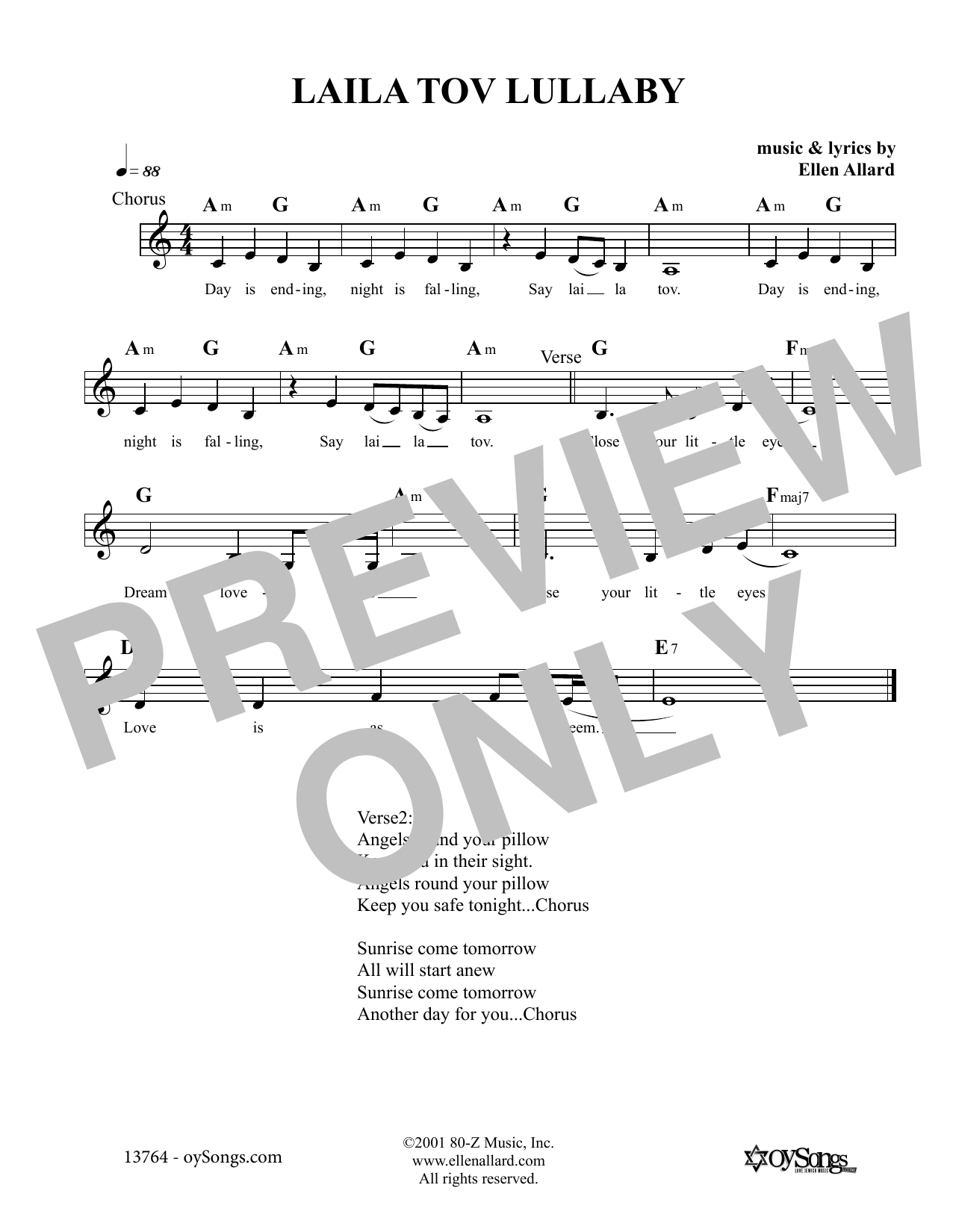 Ellen Allard Laila Tov Lullaby Sheet Music