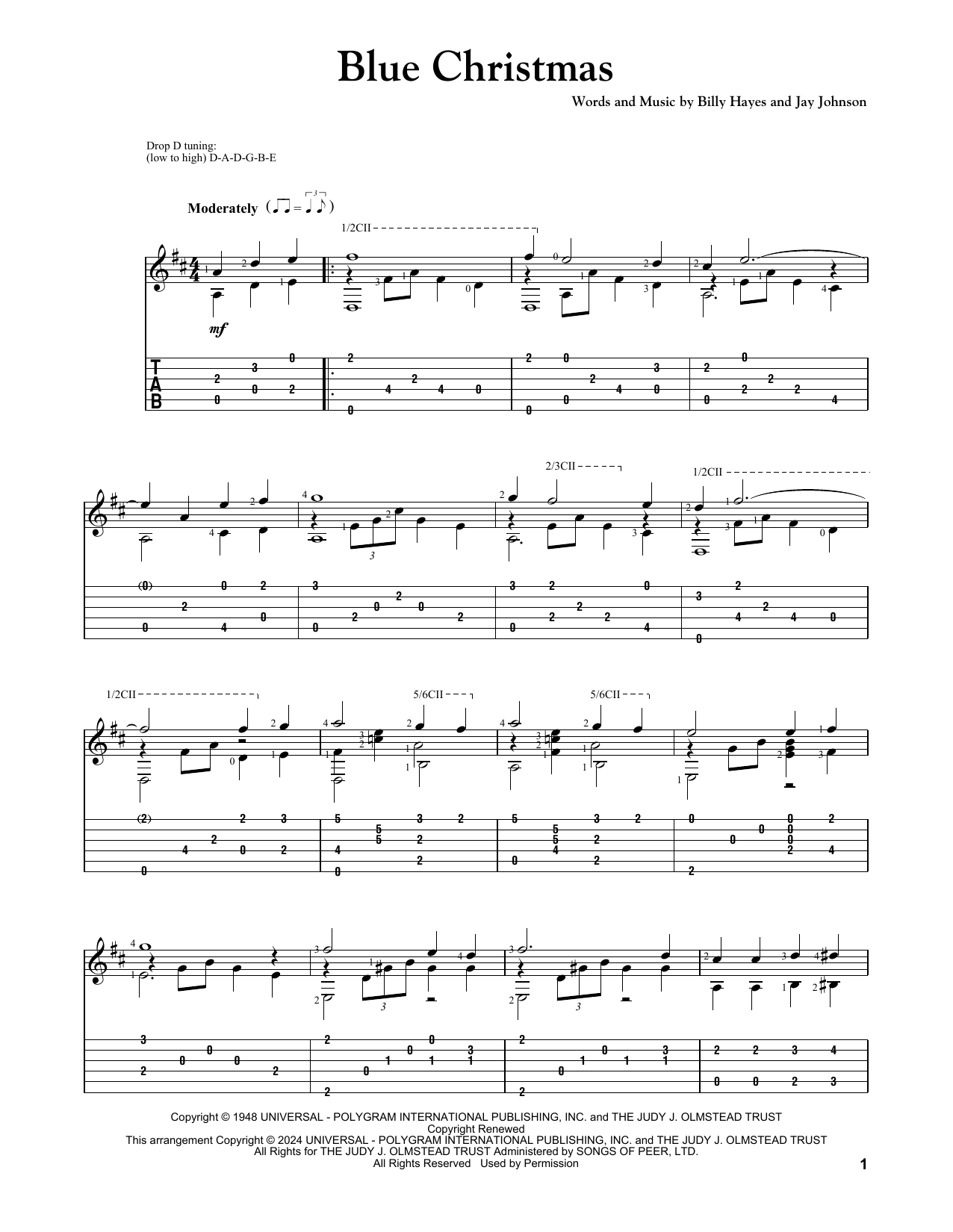 Elvis Presley Blue Christmas Sheet Music
