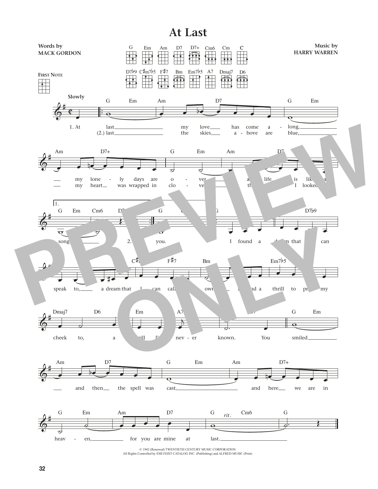 Etta James At Last (from The Daily Ukulele) (arr. Jim Beloff) Sheet Music