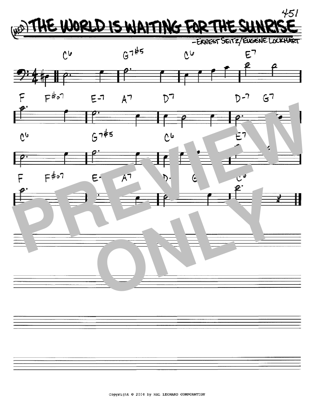 Eugene Lockhart The World Is Waiting For The Sunrise Sheet Music