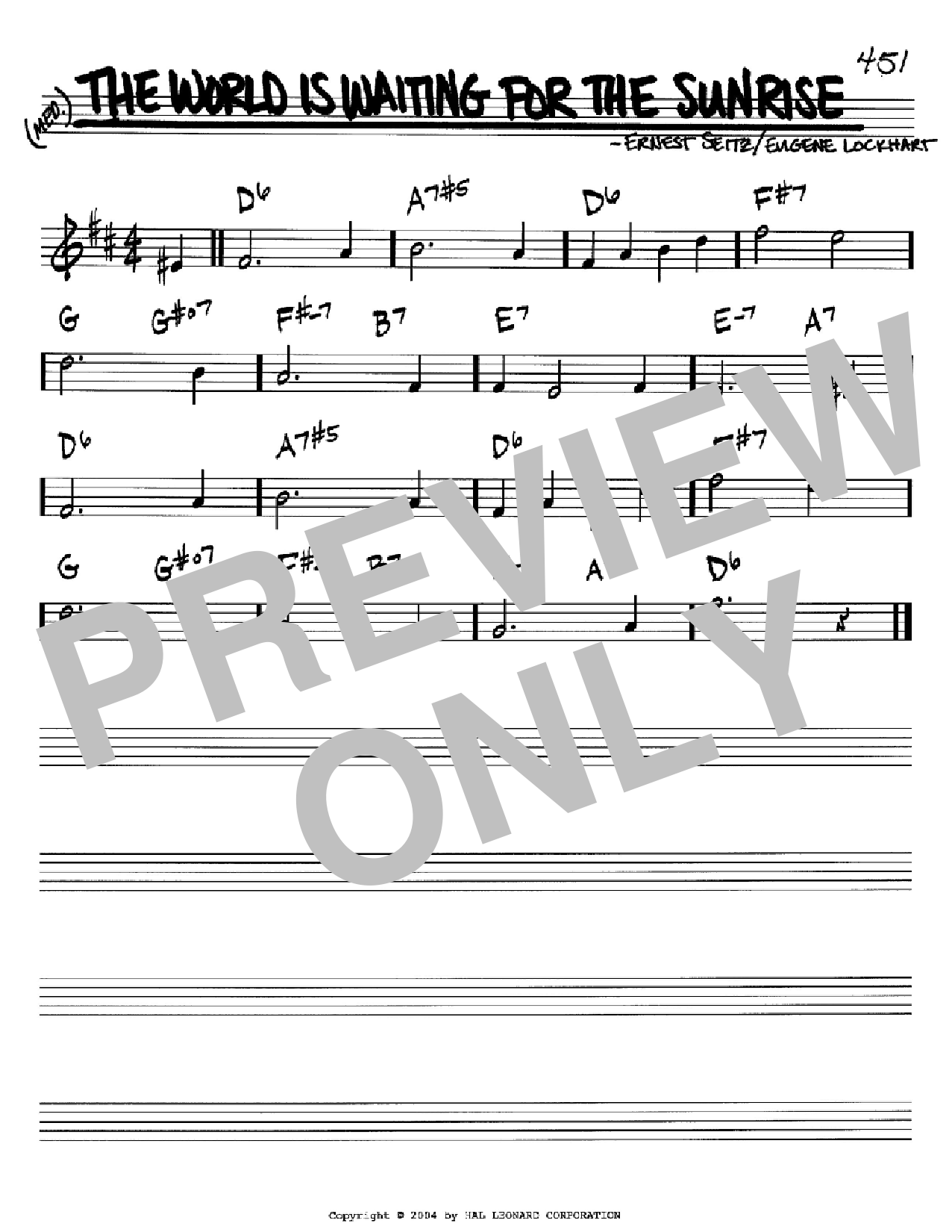 Eugene Lockhart The World Is Waiting For The Sunrise Sheet Music