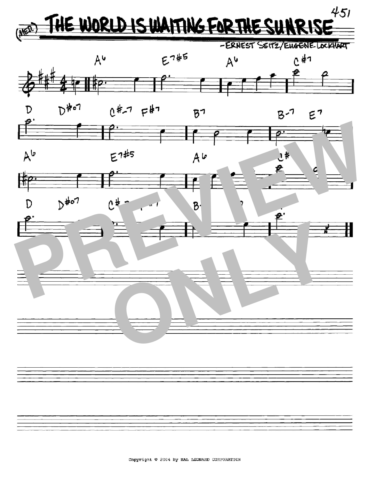 Eugene Lockhart The World Is Waiting For The Sunrise Sheet Music