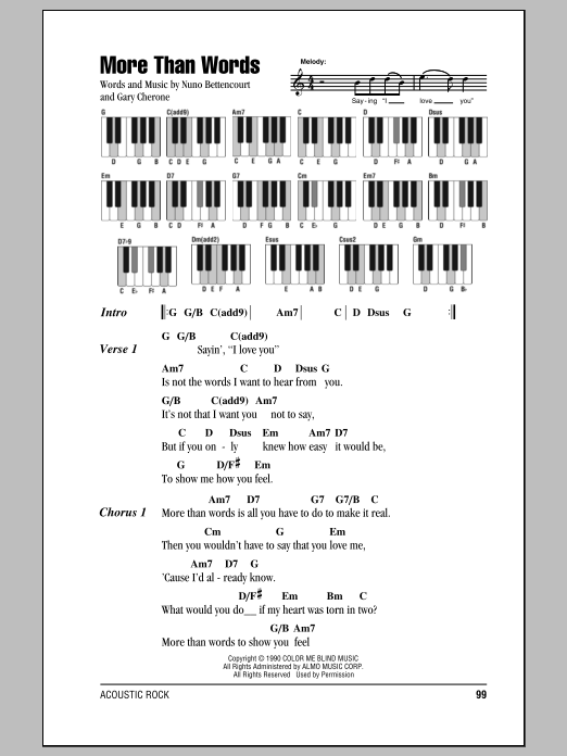 Extreme More Than Words Sheet Music