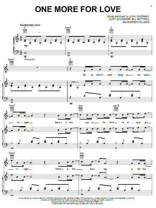 Five For Fighting One More For Love Sheet Music