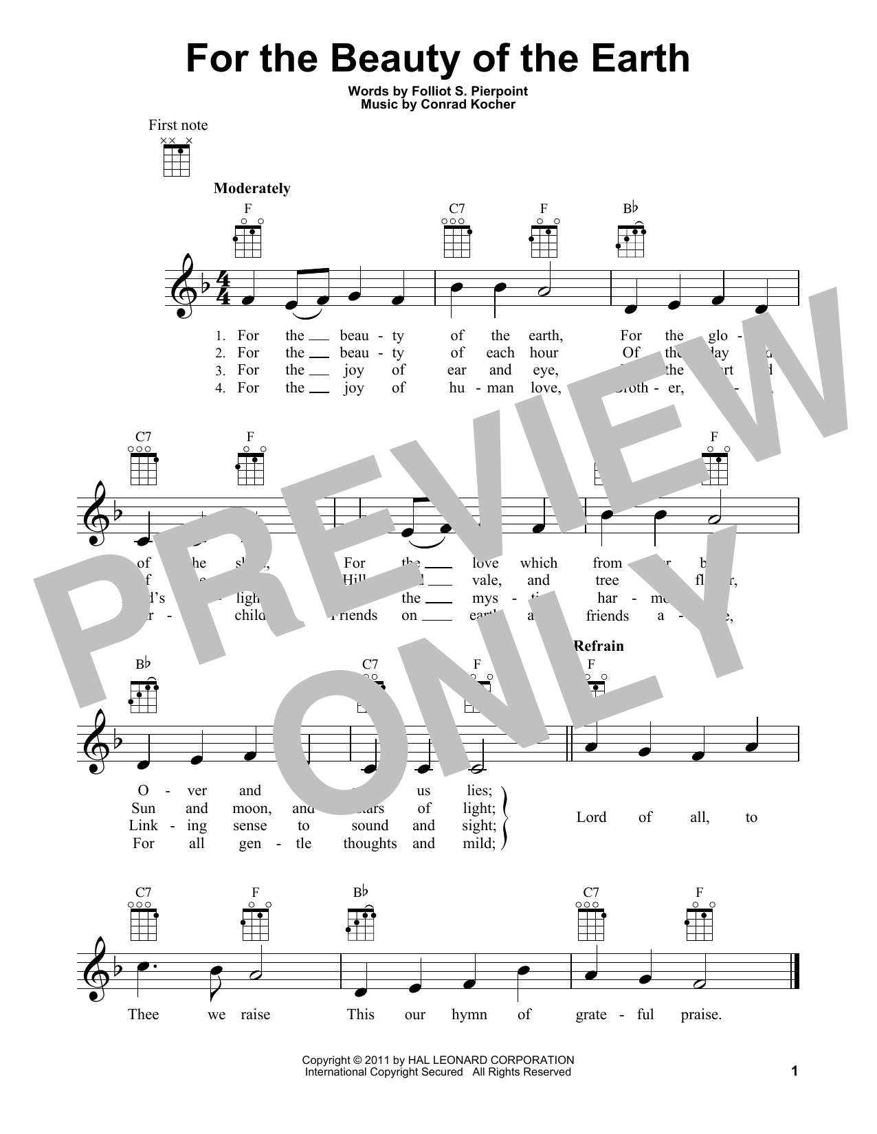 Folliot S. Pierpoint For The Beauty Of The Earth Sheet Music