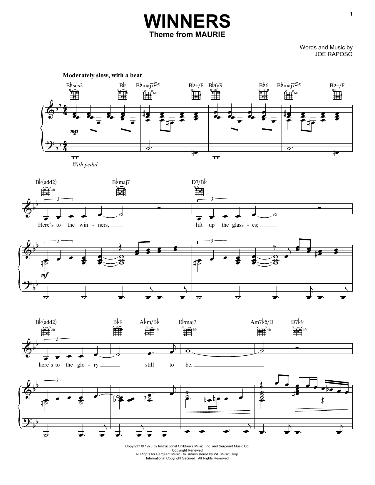 Frank Sinatra Winners Sheet Music