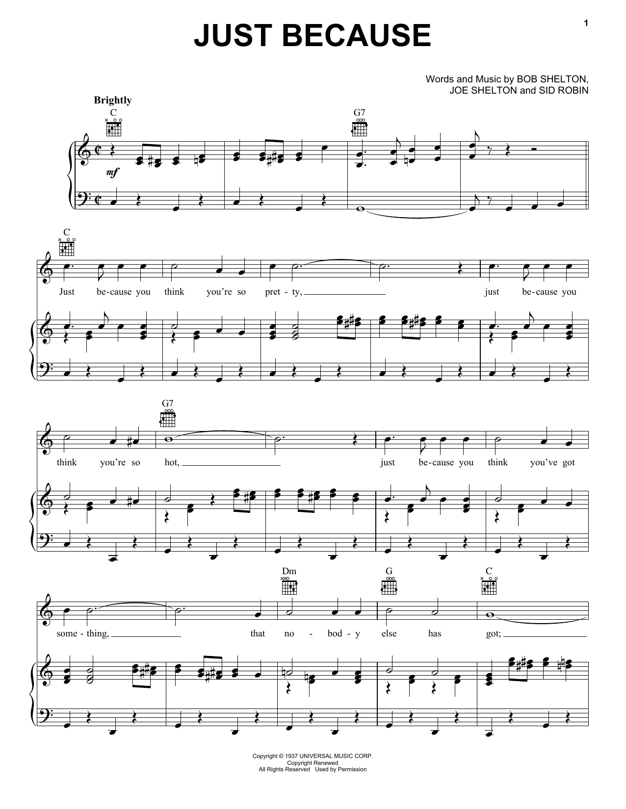 Frankie Yankovic Just Because Sheet Music