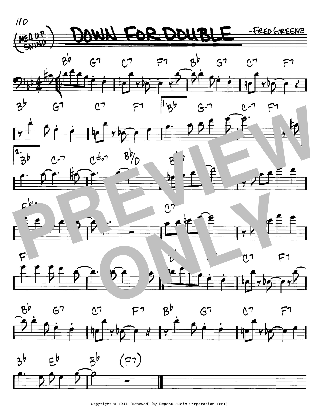 Fred Greene Down For Double Sheet Music