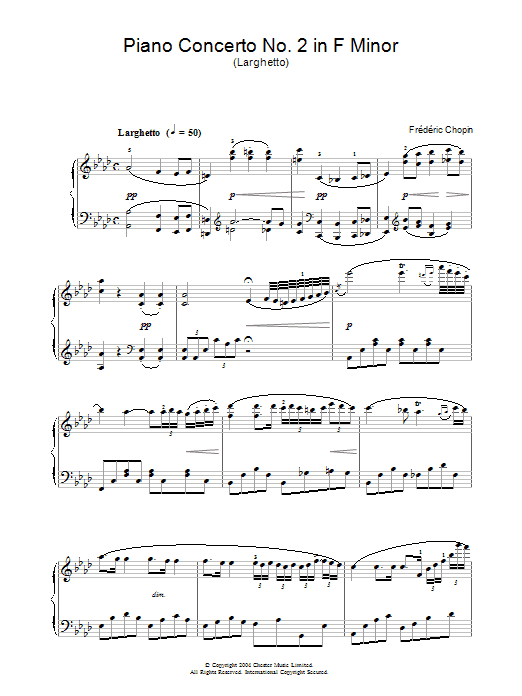 Frederic Chopin Piano Concerto No. 2 In F Minor Sheet Music